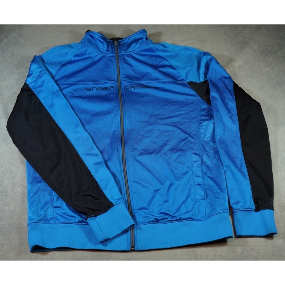 Under Armour Women's XL Full Zip Mock Neck‎ Blue Track Jacket Polyester Pockets